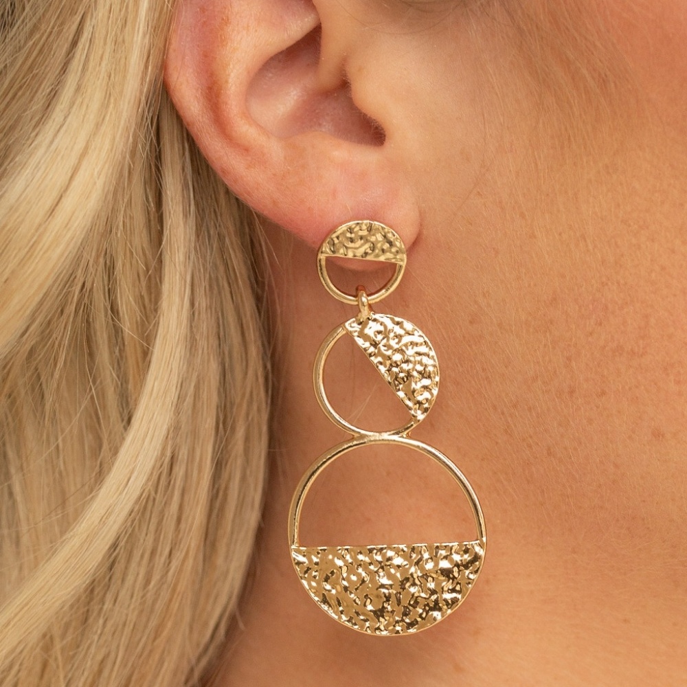 Triple Trifecta - Gold Earrings